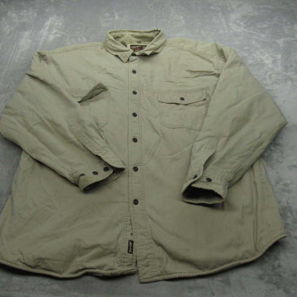 Levi Jacket‎ Men Beige Plaid Lined Cotton Work Shirt Shacket Rugged  Warm Fall